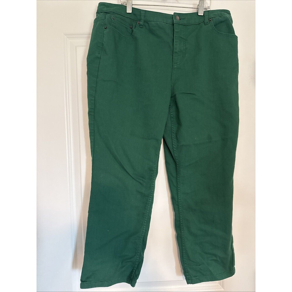 Liz Claiborne JACKIE Womens 16P Mom Stretch Jeans Green Denim